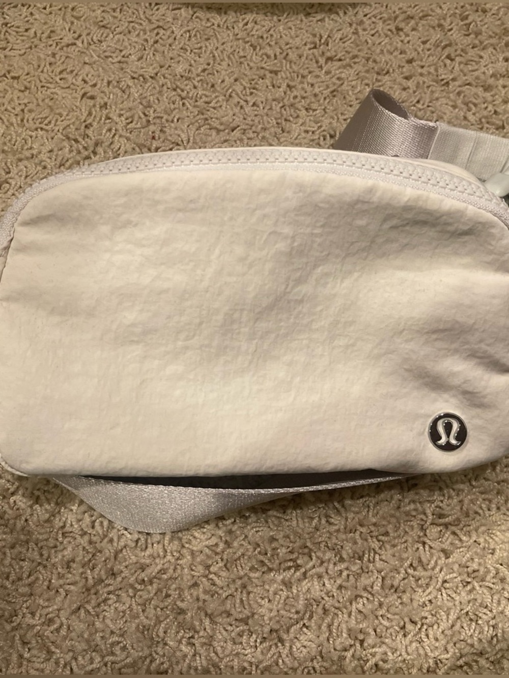 lululemon athletica White Belt Bag with Silver Logo Accent